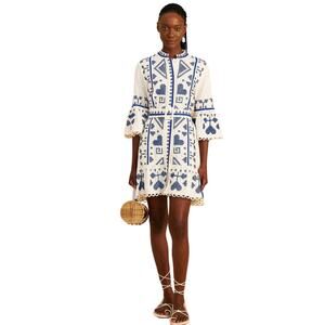 FARM RIO Cross Cross Stitch Linen Blend Mini Dress, XL-NWT